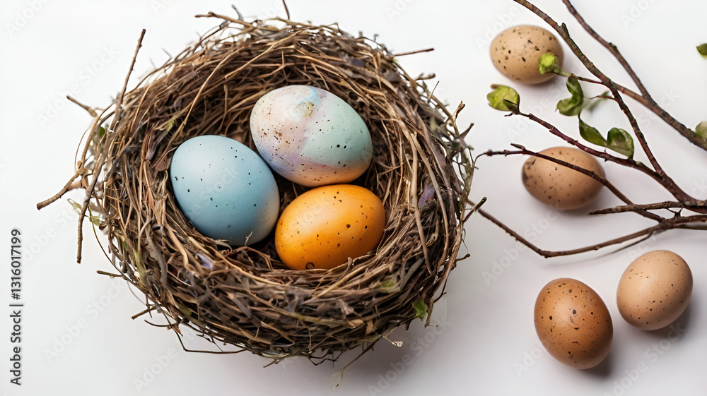 Easter bird nest isolated on white isolated background Easter bird nest isolated on white isolated background