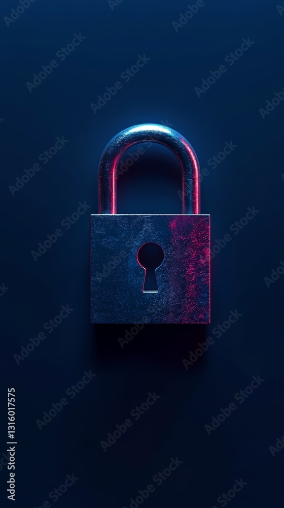 Fototapeta premium This vibrant, colorful padlock features a keyhole and sits against a dark background, representing security and protection in modern contexts.