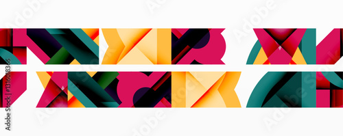 Abstract geometric artwork with interwoven angular and curved shapes, dynamic composition with smooth gradients and bold contrasts