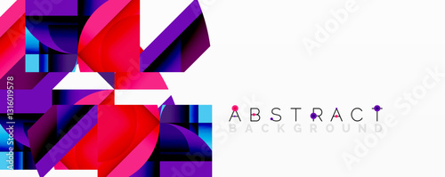 Abstract geometric artwork with interwoven angular and curved shapes, dynamic composition with smooth gradients and bold contrasts