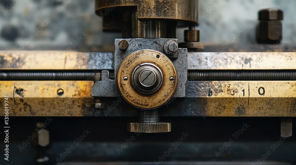 Close-Up of an Industrial Tool with Precision Gearing and Detail Close-Up of an Industrial Tool with Precision Gearing and Detail