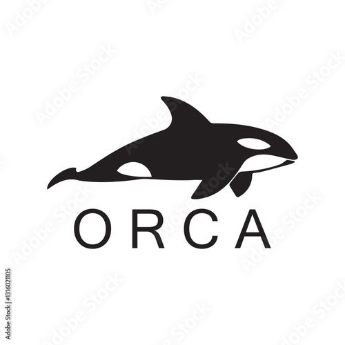 Simple black orca whale animal template logo creative design photo