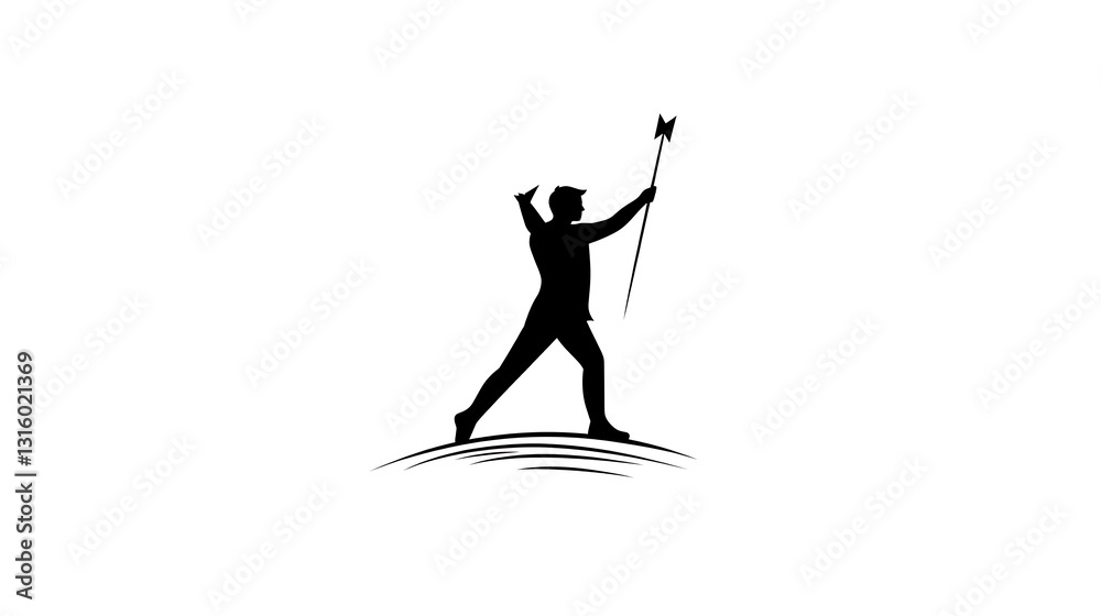 Fototapeta premium Triumphant Silhouette: A Bold Vector Illustration of a Figure with a Flag AI Generated