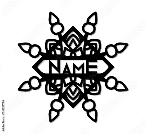Custom Name Sign Mandala Floral Wall Panel Laser Cut