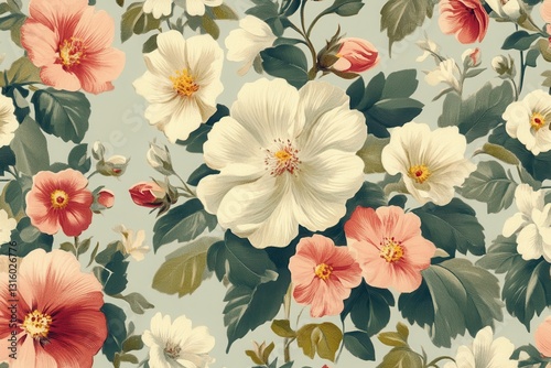 Wallpaper Mural Charming vintage floral wallpaper for interior decor, perfect for nature lovers and crafting enthusiasts seeking unique botanical patterns to enhance their spaces Torontodigital.ca