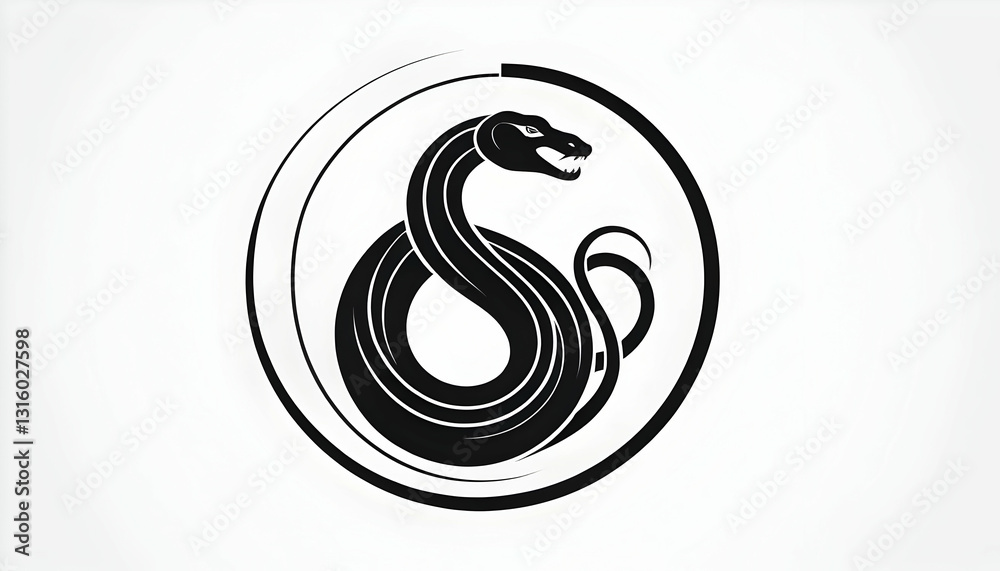 Fototapeta premium Black and White Snake Logo Design for Branding and Identity Use