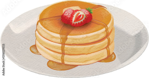 Pancakes with Honey Butter Strawberries Topping
