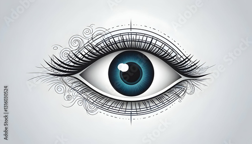 Artistic Eye Illustration with Detailed Patterns and Vibrant Color