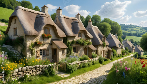 Charming Cotswold Cottages Surrounded by Lush Green Countryside