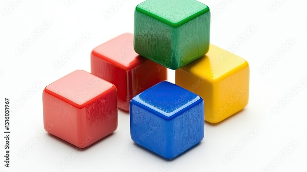 Colorful Stack of Educational Building Blocks in Primary Colors on a White Background for Creative Play and Learning Activities Colorful Stack of Educational Building Blocks in Primary Colors on a White Background for Creative Play and Learning Activities