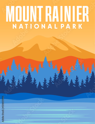 mount rainier national park with beautiful natural scenery