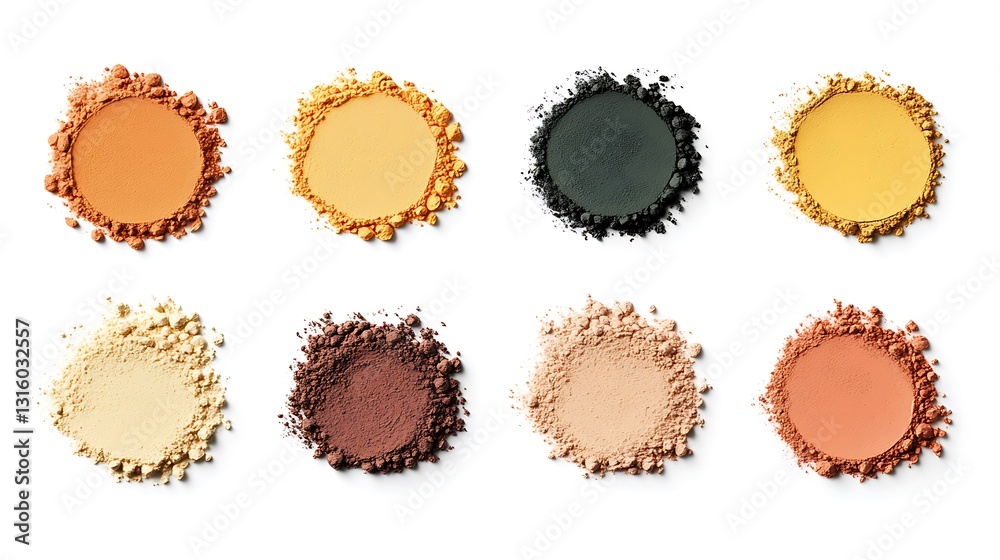 Warm-toned Eyeshadow Swatches: A Detailed Product Shot AI Generated Warm-toned Eyeshadow Swatches: A Detailed Product Shot AI Generated