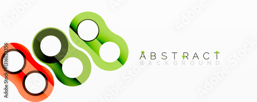Abstract circle element composition with overlapping circular and tubular shapes featuring smooth gradients, transparency effects, and dynamic layering