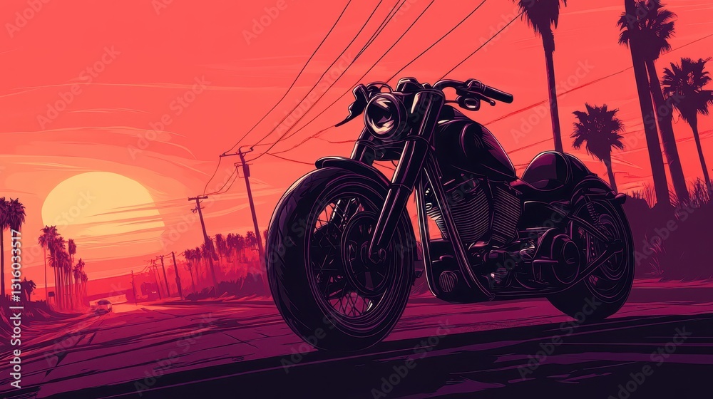 Fototapeta premium Dreamy Red Motorcycle with Ethereal Gradient Background