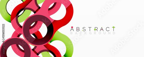 Abstract geometric pattern with interlocking circular and tubular shapes featuring smooth gradients, sharp contrasts, and dynamic layering