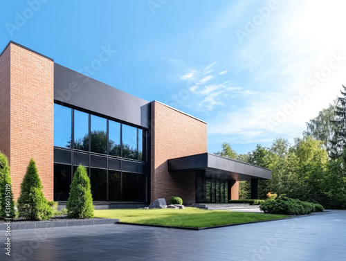 Wallpaper Mural Modern architectural design of a sleek house surrounded by greenery in bright daylight Torontodigital.ca