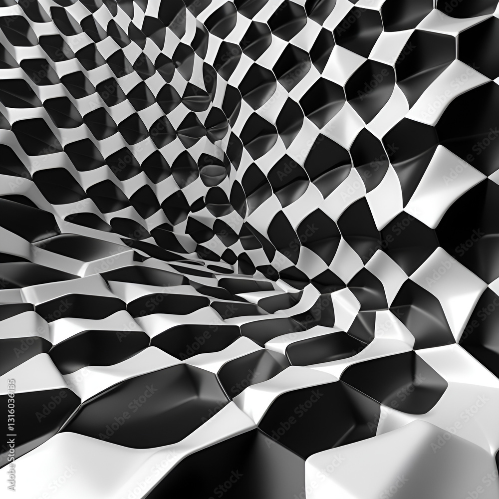 The image features an abstract 3D black and white hexagon background with a 4k seamless loop. The image features an abstract 3D black and white hexagon background with a 4k seamless loop.