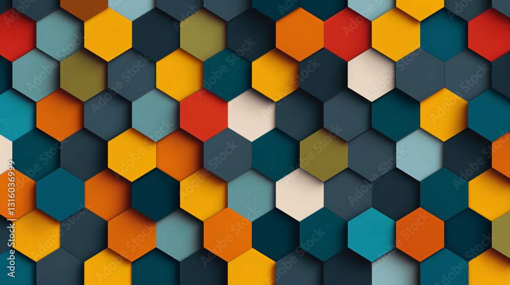 A mesmerizing tapestry of vibrant hexagonal shapes, a kaleidoscope of colors arranged in A mesmerizing tapestry of vibrant hexagonal shapes, a kaleidoscope of colors arranged in