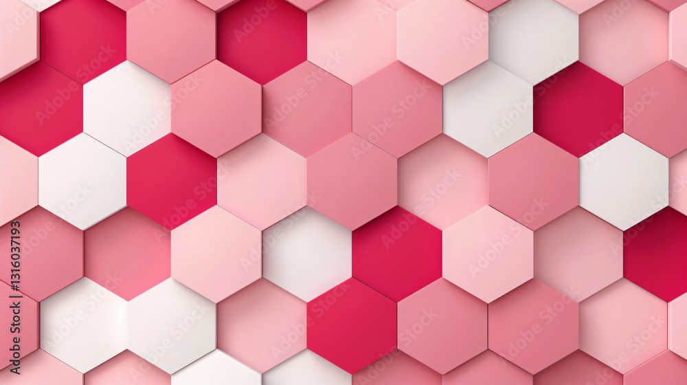 A Symphony of Pink and Crimson Hexagons A Visually Striking Abstract Composition of A Symphony of Pink and Crimson Hexagons A Visually Striking Abstract Composition of