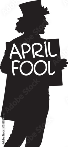 April fool's day notice cartoon silhouette vetor design.
