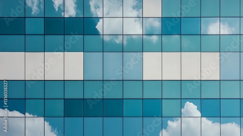 Modern Building Facade Reflecting Cloudscape AI Generated