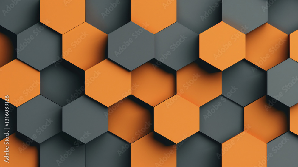 Abstract Hexagonal Pattern A Symphony of Burnt Orange and Charcoal Grey Geometric Shapes Abstract Hexagonal Pattern A Symphony of Burnt Orange and Charcoal Grey Geometric Shapes