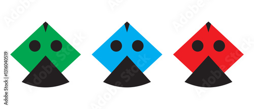 Colorful Kite Set on White Background. Vector illustration