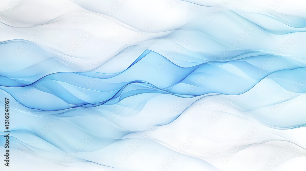Fototapeta premium Abstract blue waves create serene and calming atmosphere in this watercolor design