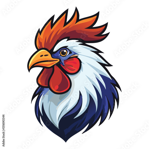 Brave rooster head mascot