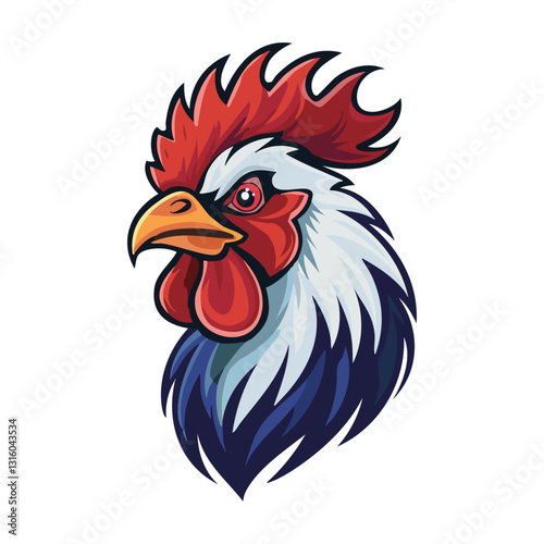 Brave rooster head mascot