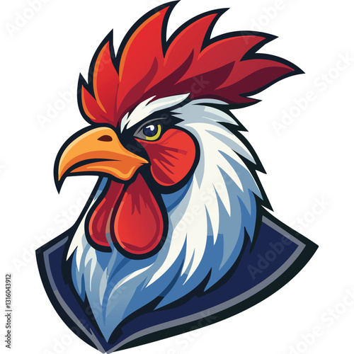 Brave rooster head mascot