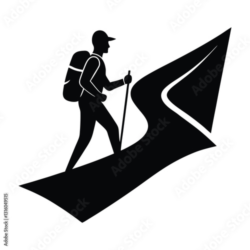 Silhouette of a Person Hiking with a Light Pack on a Nature Trail