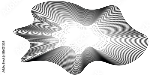 Thin line wavy abstract vector background. Curve wave seamless pattern. Line art striped graphic template