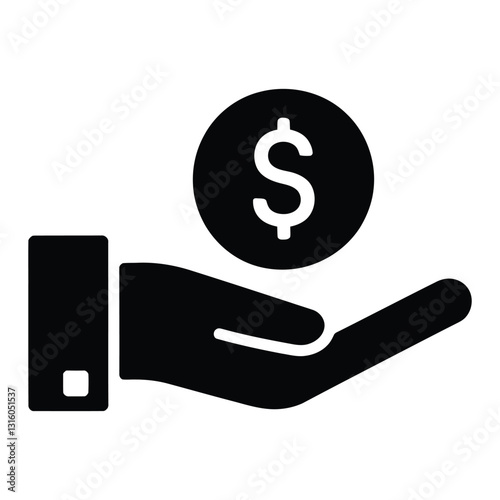  Hand Holding Dollar Coin - Financial Support, Investment, and Savings Icon