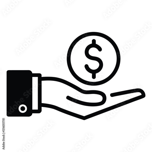  Hand Holding Dollar Coin - Financial Support, Investment, and Savings Icon
