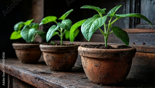 Peat pots contain a young zucchini courgette seedling that has started to sprout, symbolizing the gardening hobby concept