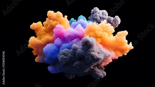 Vibrant Color Cloud Burst: A 3D Rendered Abstract Design AI Generated