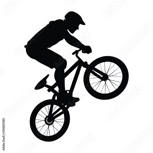Silhouette of a BMX Rider Executing a Daring Mid-Air Jump
