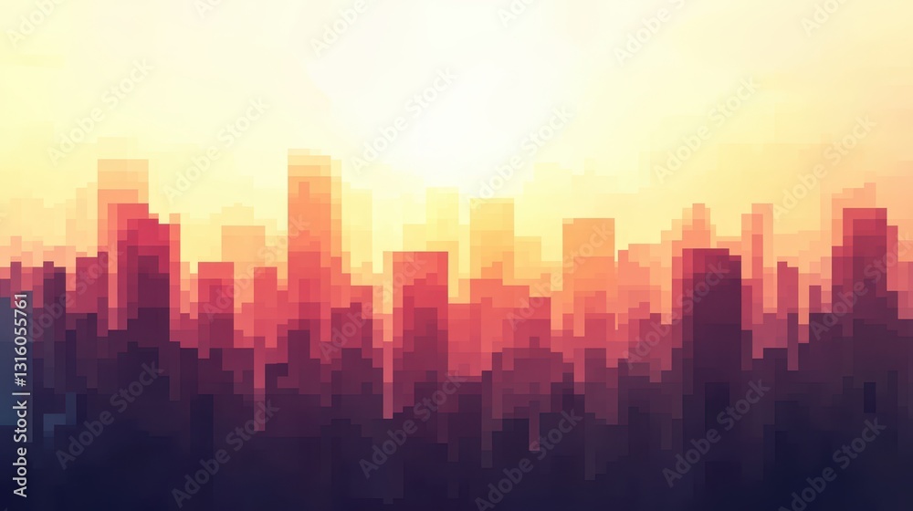 Fototapeta premium Ethereal Gradient Skyscraper in Dreamy Autumn Light