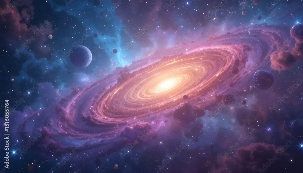 Obraz premium Majestic Galactic View: A Captivating and Beautiful Space Background with Sparkling Stars and