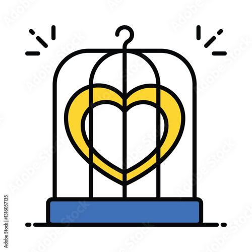 Heart Cage vector filled outline icon. EPS 10 file