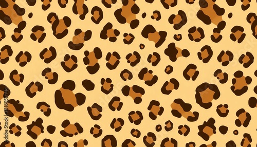 Seamless vector leopard print featuring realistic spots in varying sizes and shades of brown and tan on a beige background, beige, surface pattern
