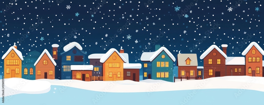 Naklejka premium city building houses night view skyline background real estate cute town concept horizontal banner flat illustration