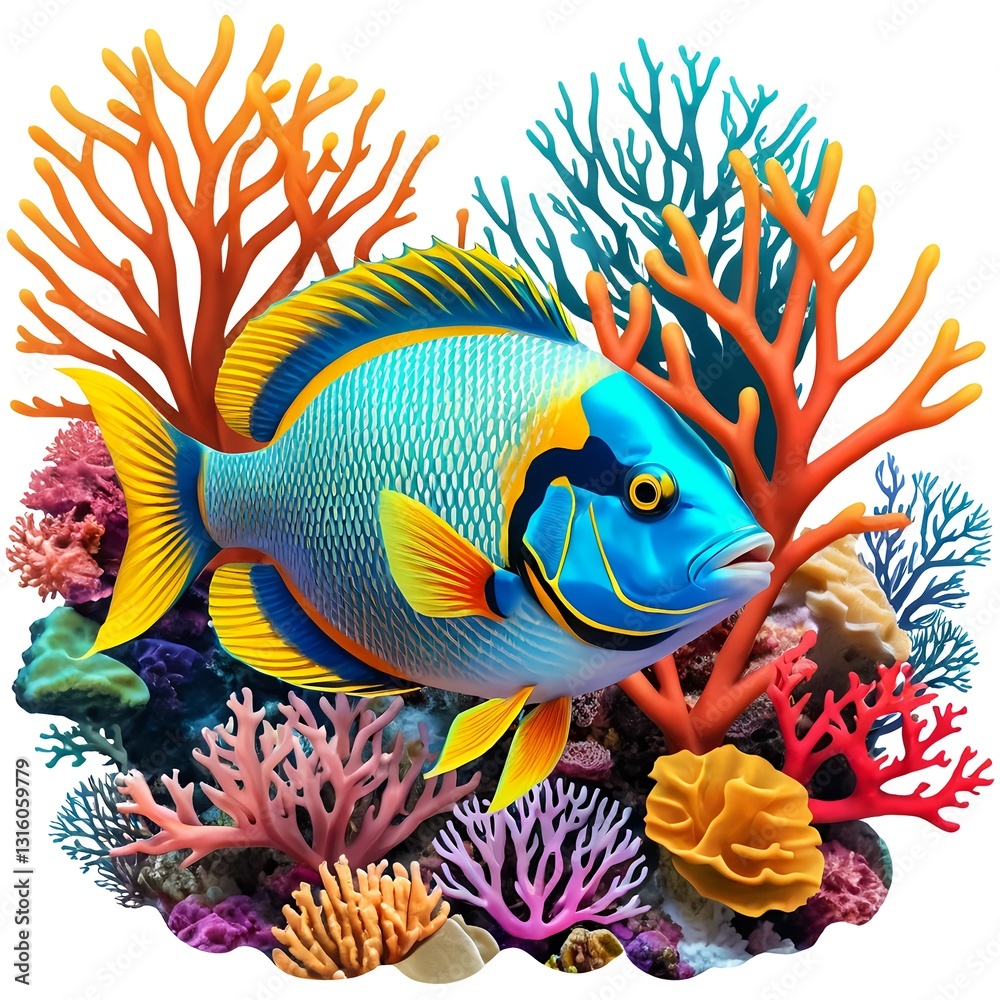 Vibrant Parrotfish in Coral Reef Vibrant Parrotfish in Coral Reef