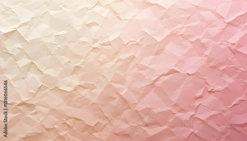 Fototapeta premium Textured Crumpled Paper Gradient in Soft Pink and Beige