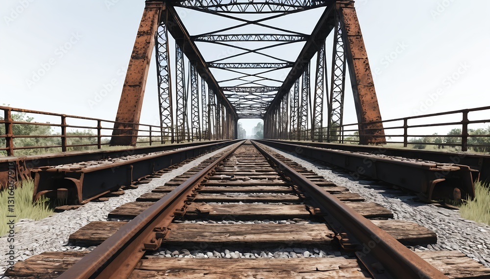 Rusty Railroad Bridge and Tracks