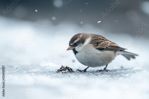 The resilience of a tiny bird pecking at frozen ground for food.