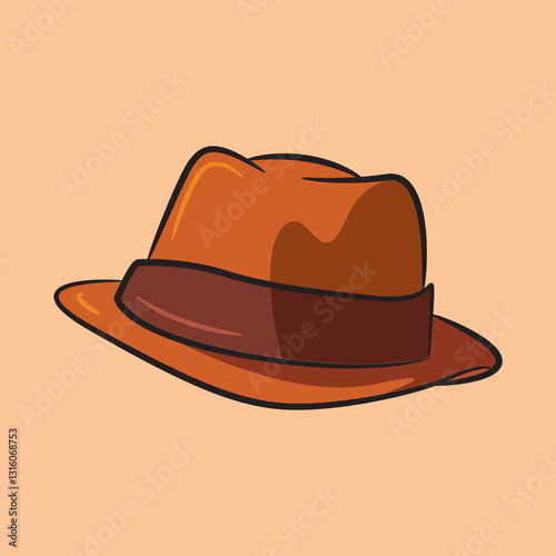 Brown fedora hat vector
