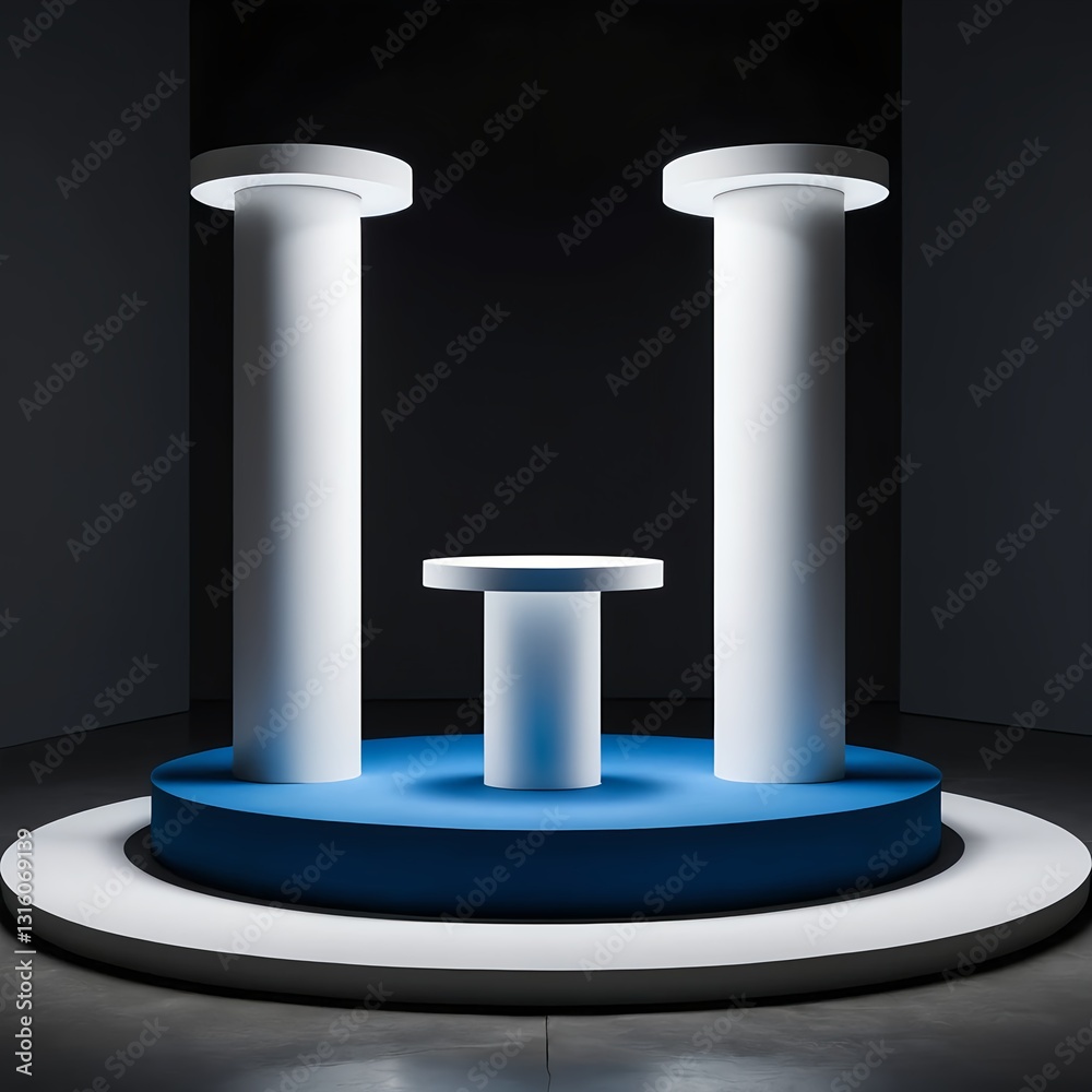 Minimalist Modern Display with Columns and Pedestal Minimalist Modern Display with Columns and Pedestal