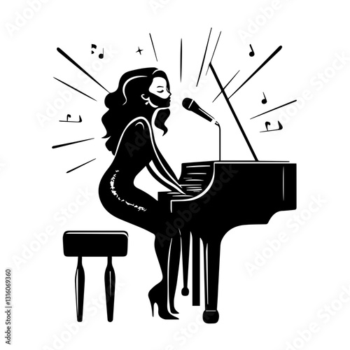 Mesmerizing Girl Pianist Silhouette: Capturing the Beauty of Piano Performance